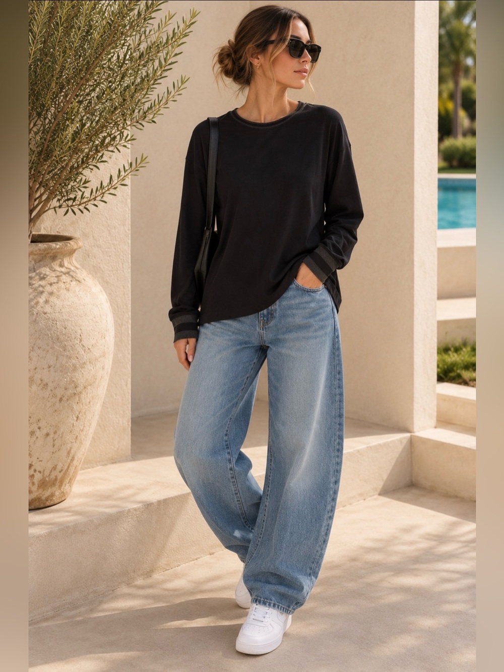 ❤️🔥Rag&Bone top sz XS/S NEW black split back minimalist long sleeve PriceFirm
